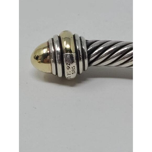 David Yurman Sterling Silver 14k gold caps cable classic cuff - Picture 5 of 7